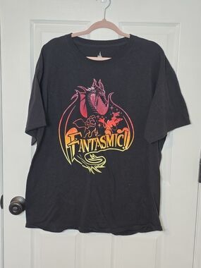 Disney Parks Fantasmic Dragon Graphic T Shirt XL Black Disneyland Puff Print